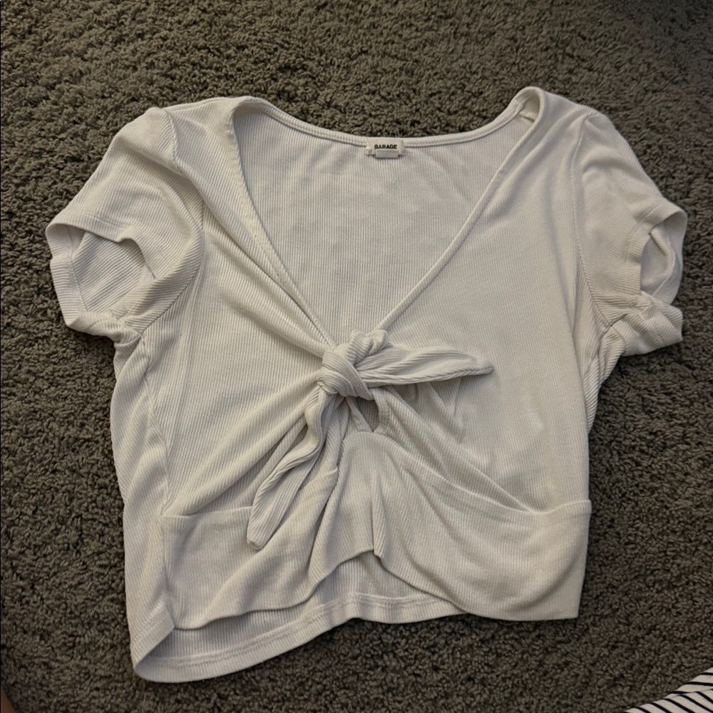 Garage White Ribbed Top